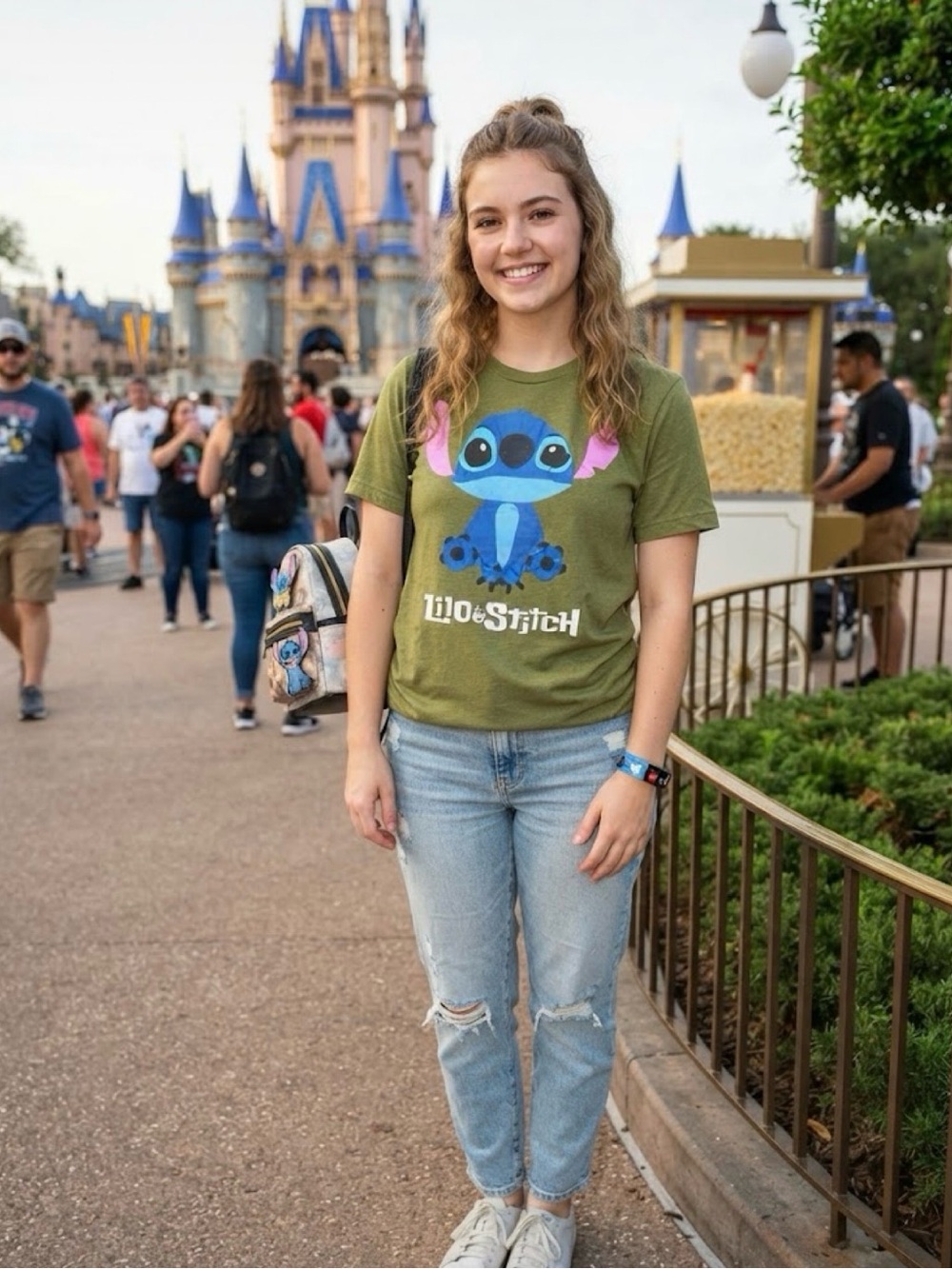 Disney Lilo & Stitch Green Short Sleeve T-Shirt 100% Cotton Unisex XL